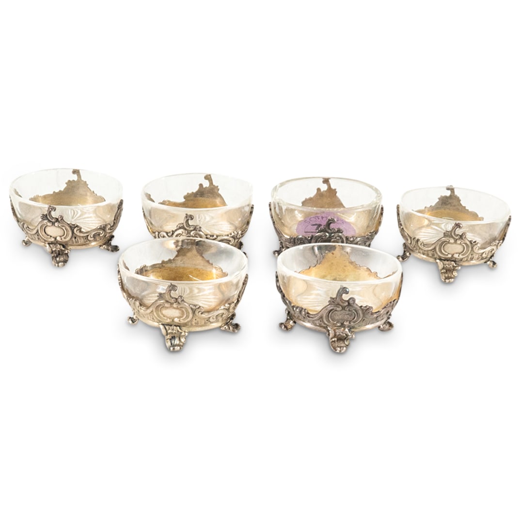 (6 Pc) Ex- Sothebys' Antique Faberge Silver Salt Cellars (1 of 3)