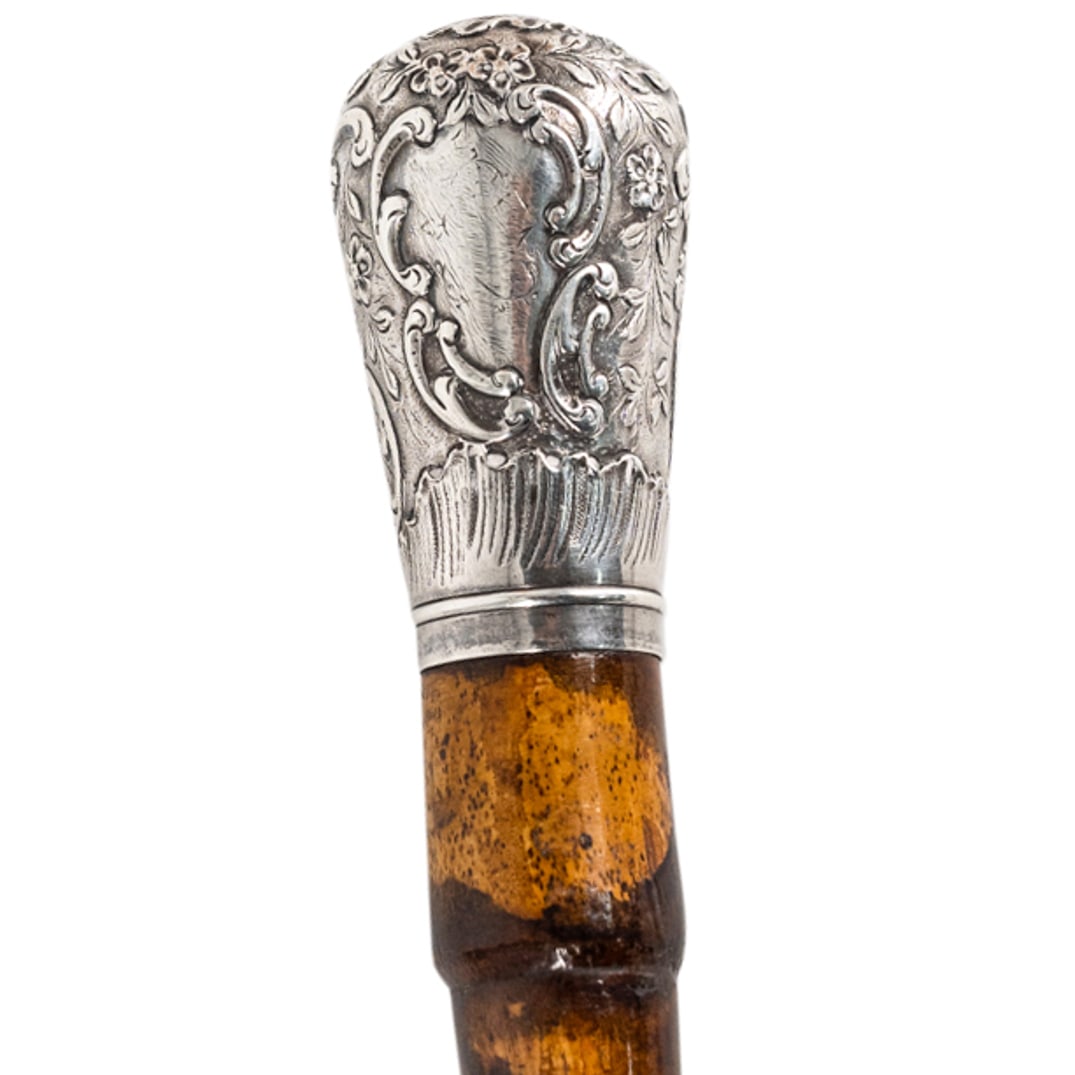 Antique Art Nouveau Silver Handled Walking Stick (1 of 4)