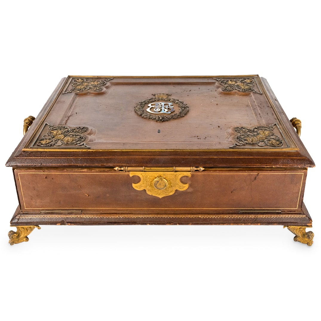 Antique Viennese August Klein Leather & Bronze Box (1 of 9)