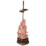 Antique Chinese Rose Quartz Guan Yin Table Lamp