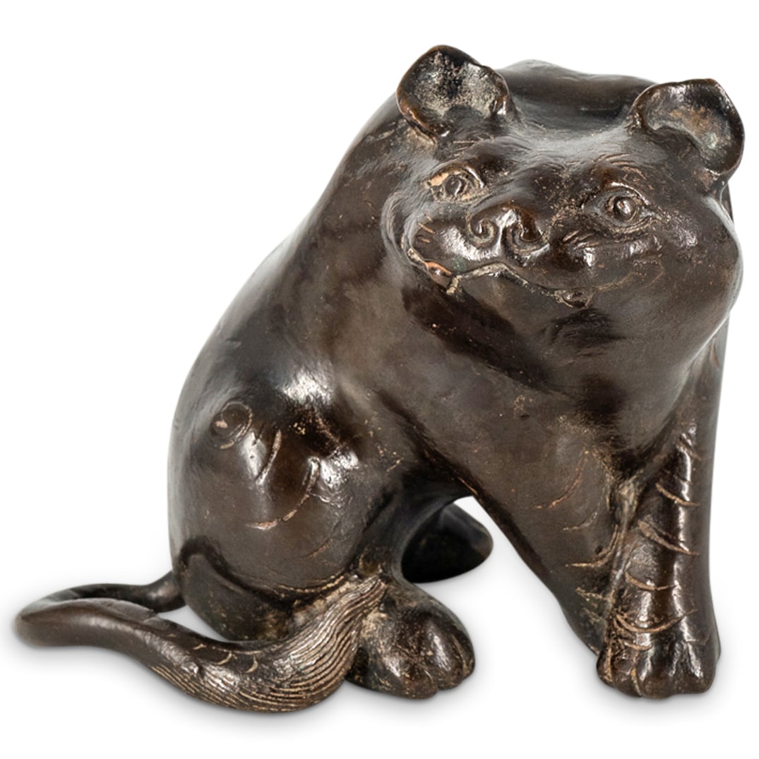 Antique Japanese Bronze Cat (1 of 3)