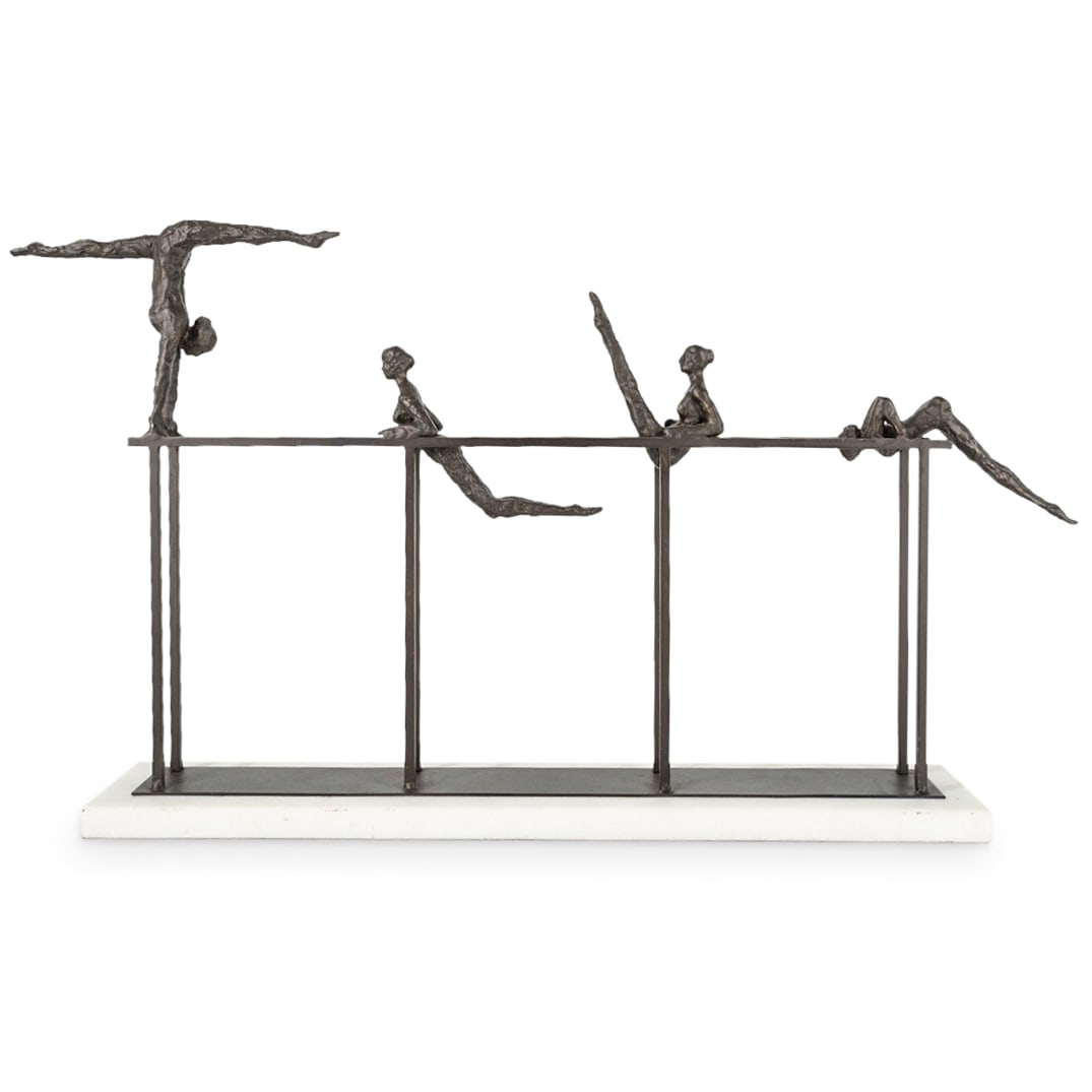 Vintage Brutalist Bronze Gymnast Parallel Bars (1 of 6)