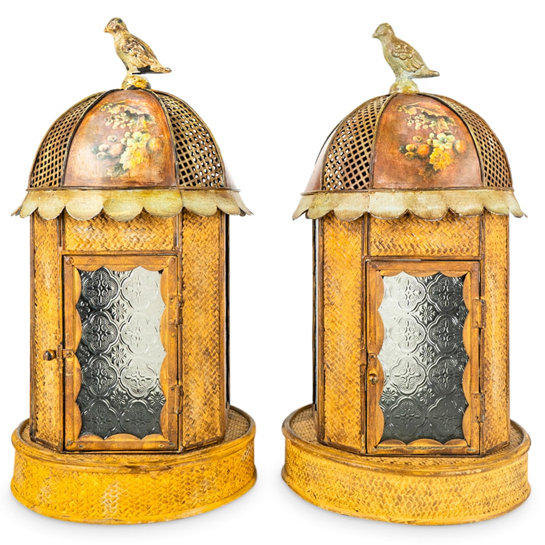Pair Of Vintage Painted Iron Lanterns (1 of 7)