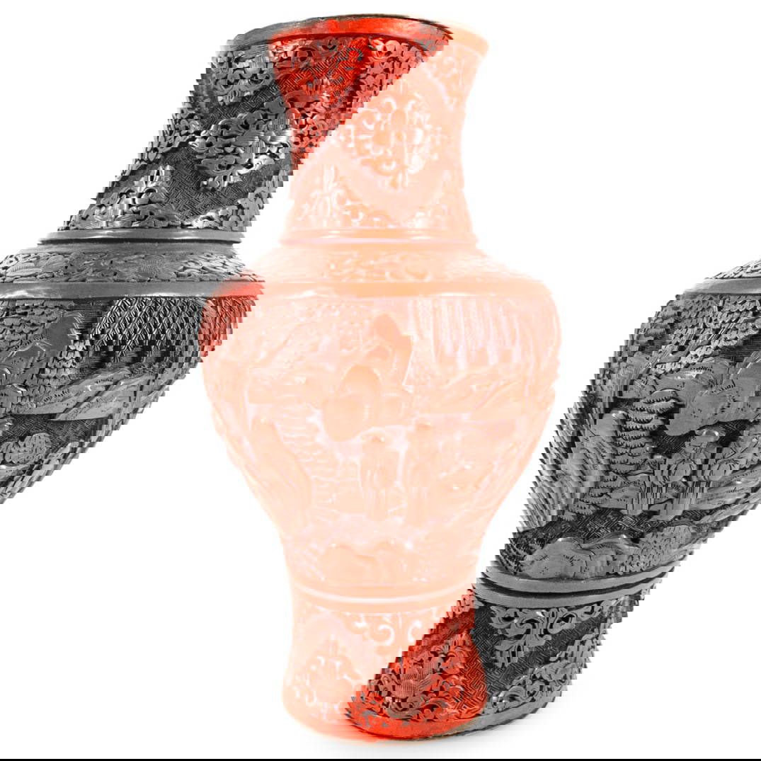 Antique Chinese Cinnabar Vase Auction