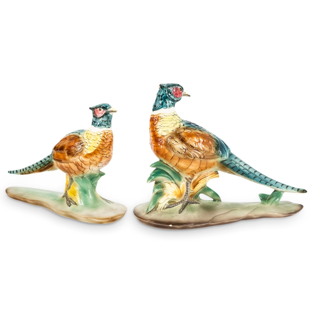 (2 Pc) Vintage Goldscheider Porcelain Pheasant Sculptures (1 of 8)