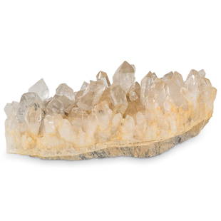 White Quartz Crystal Geode: DESCRIPTION: White quartz crystal geode. DIMENSIONS: H: 4" W: 4.75" L: 10" - CONDITION: Great condition. See lot description for details on item condition. More detailed condition requests can be obta