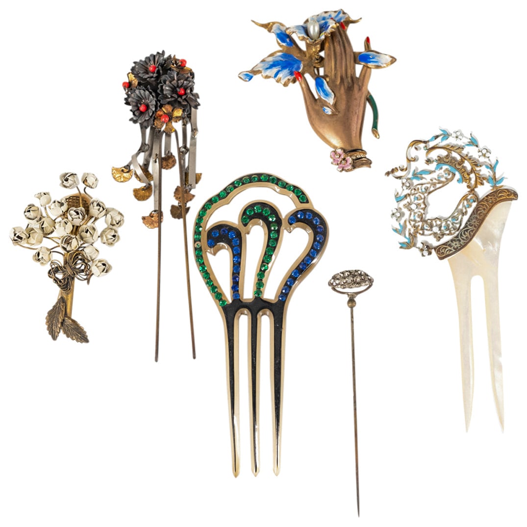 (6 Pc) Antique Pins & Brooches Collection Set (1 of 7)