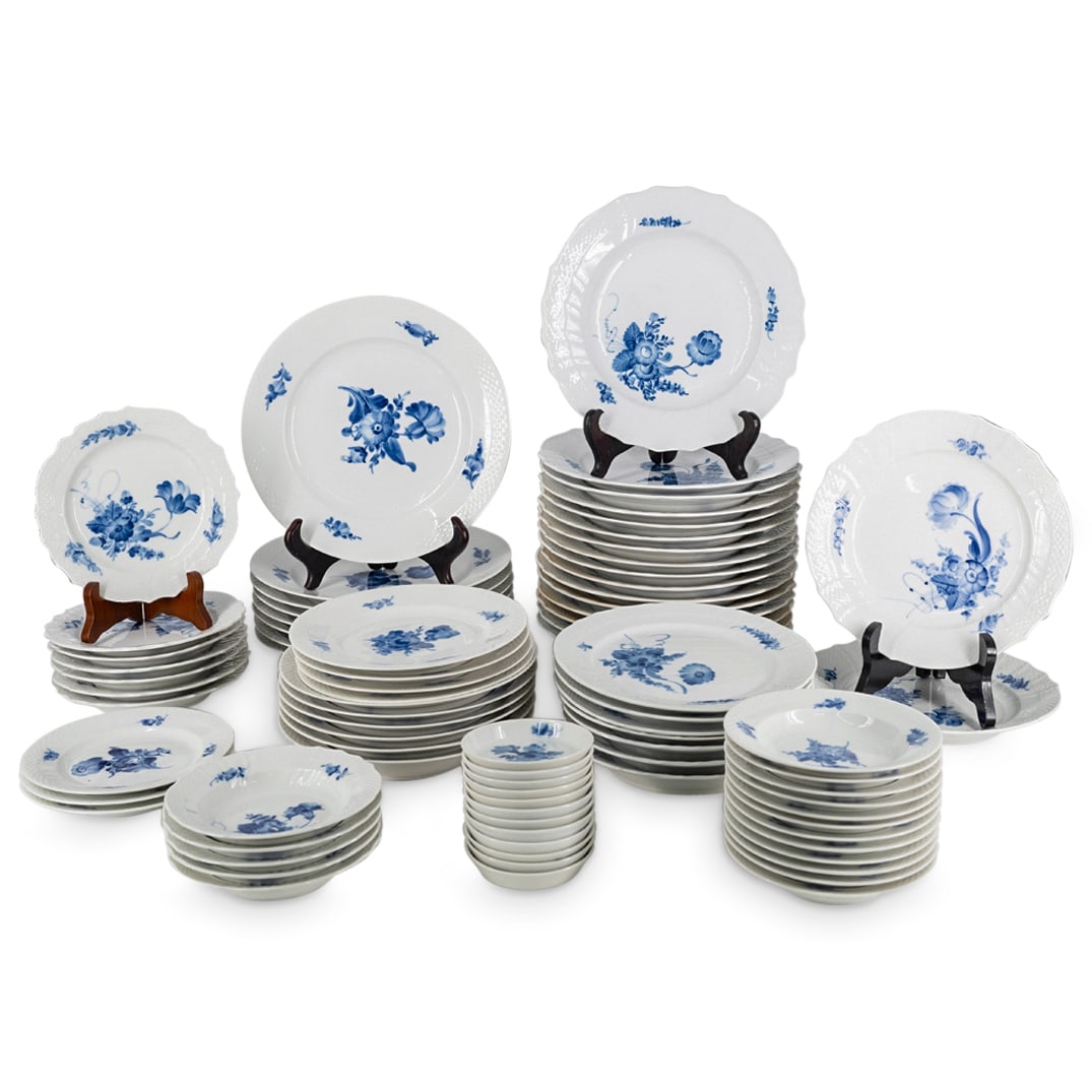 (82 Pc) Royal Copenhagen "Blue Flowers" Plates Set (1 of 10)