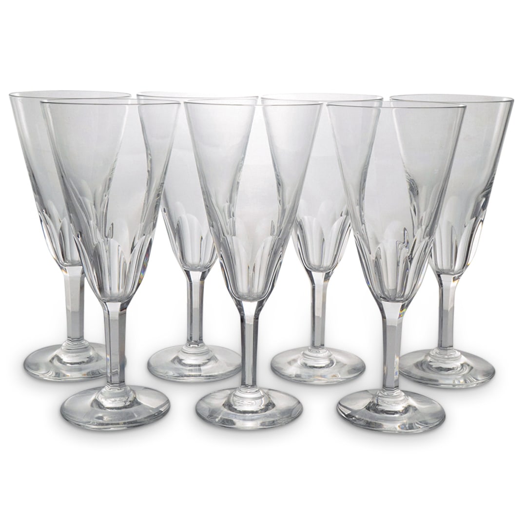 (7 Pc) Baccarat Crystal "Genova" Fluted Champagne Goblets (1 of 3)