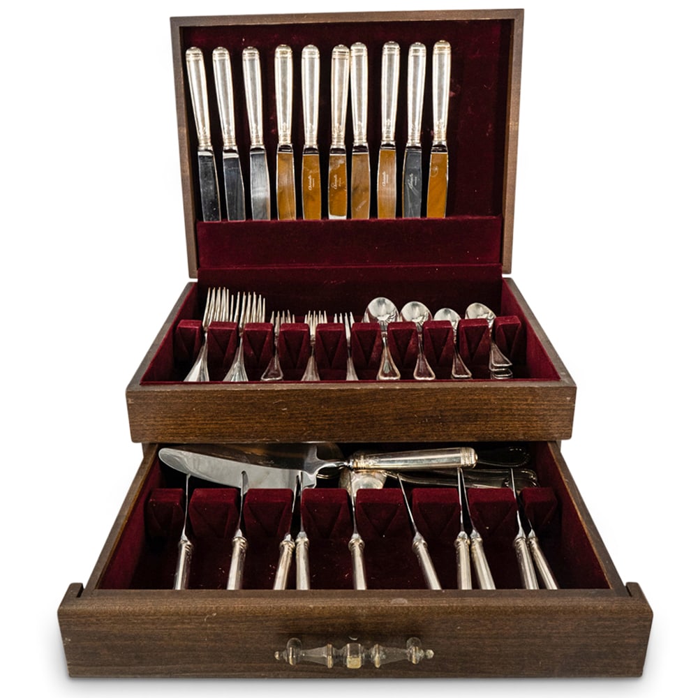 (64 Pc) Christofle Silverplate "Malmaison" Flatware Set (1 of 15)