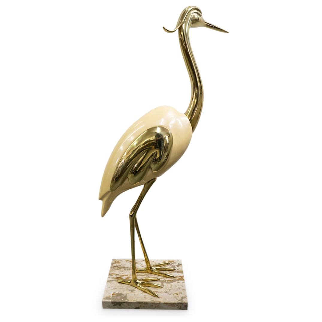 ANTONIO PAVIA Italian Brass & Lacquered Wood Heron (1 of 5)