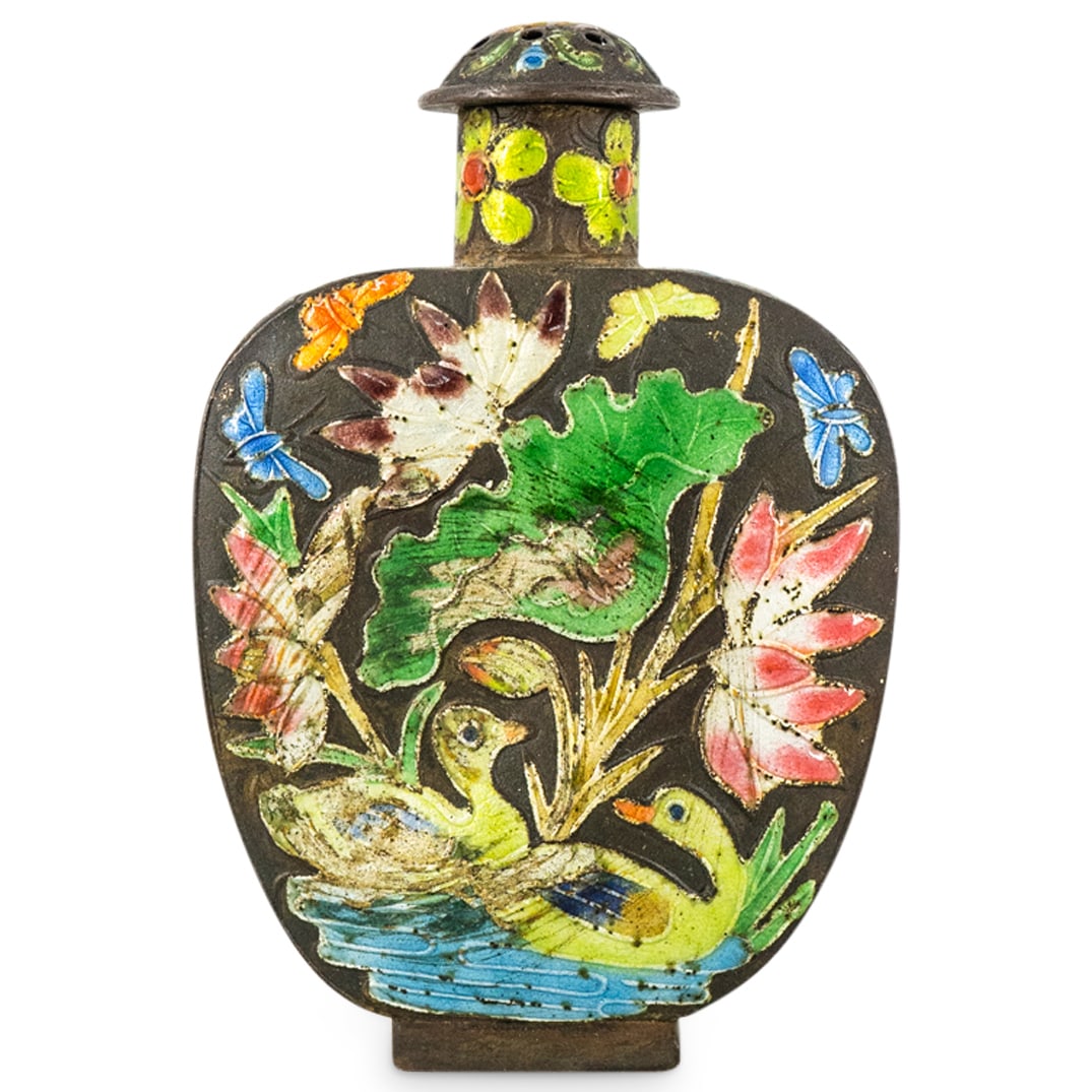 Unusual Antique Chinese Champleve Snuff Bottle (1 of 2)