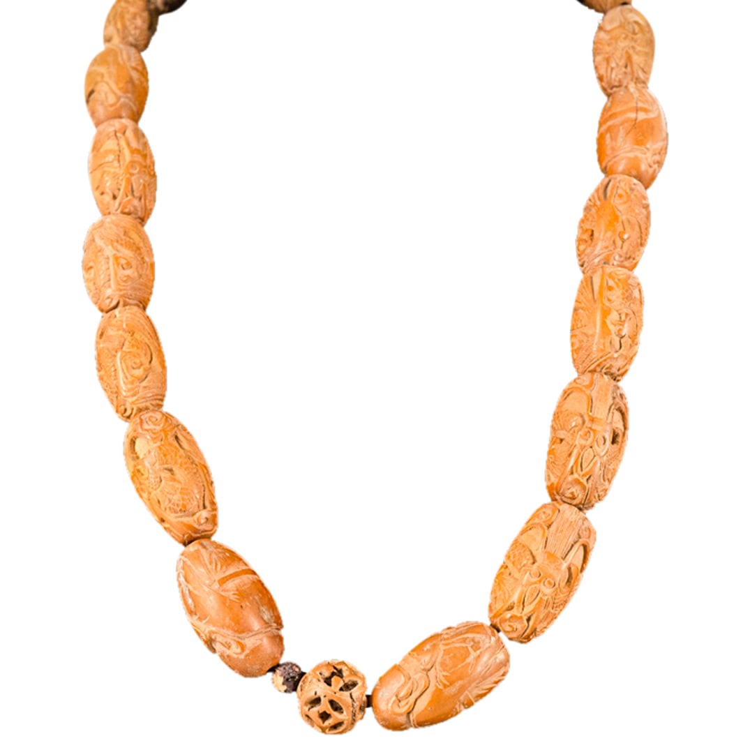 Antique Chinese Hediao Carved Nut Bead Necklace (1 of 5)