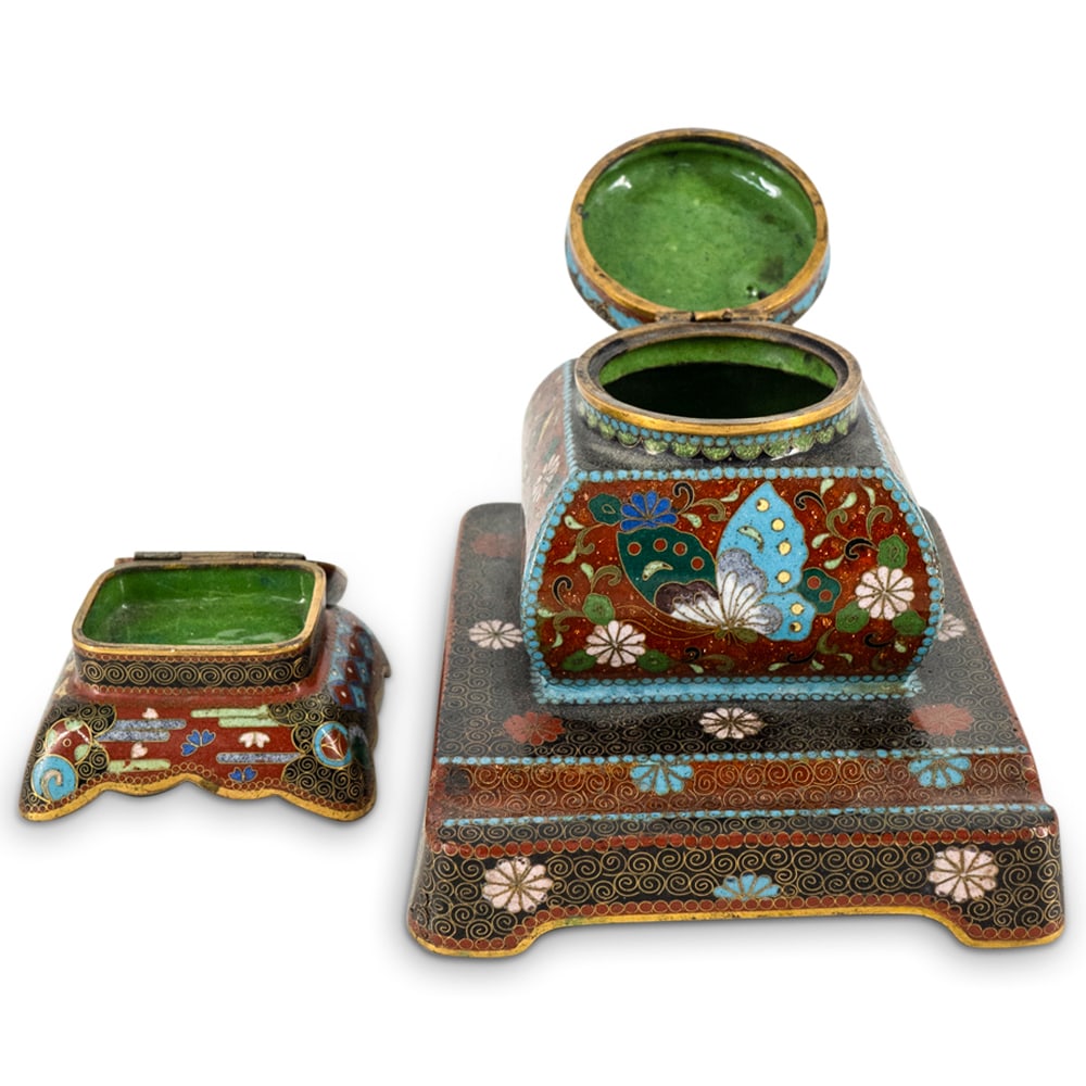 Antique Japanese Meiji Cloisonne Desk Set (1 of 5)