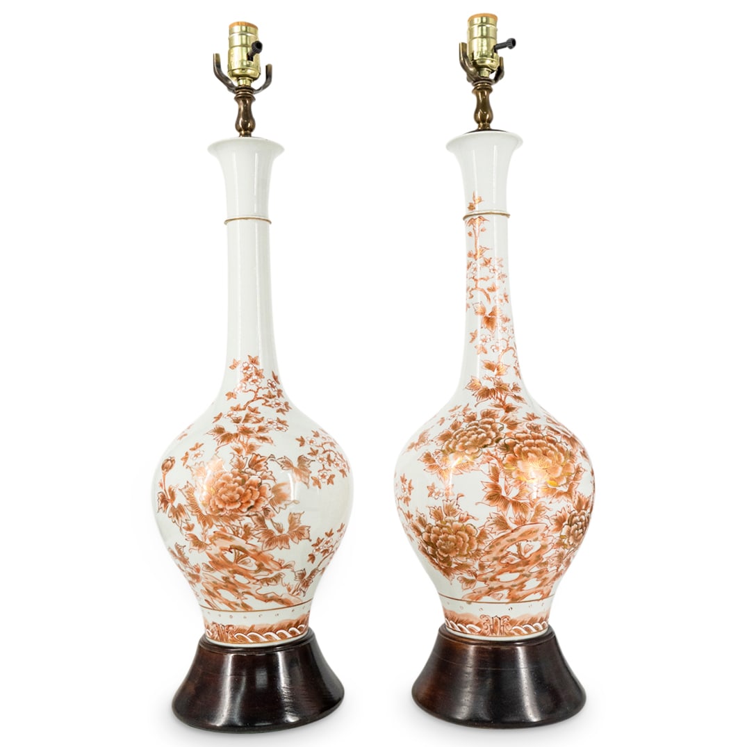 Pair of Antique Chinese Porcelain Vase Table Lamps (1 of 3)