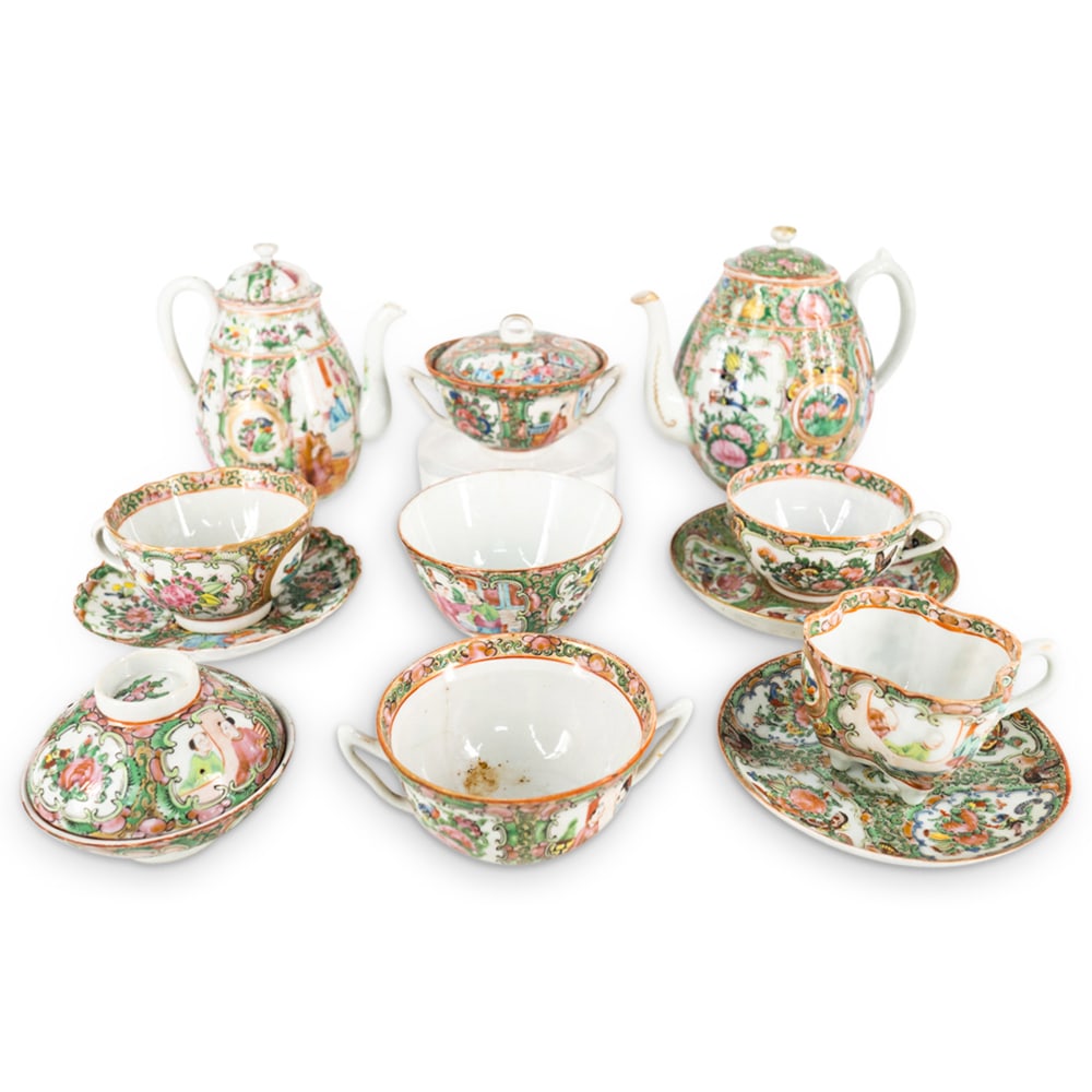 (13 Pc) Chinese Rose Medallion Porcelain Articles (1 of 16)