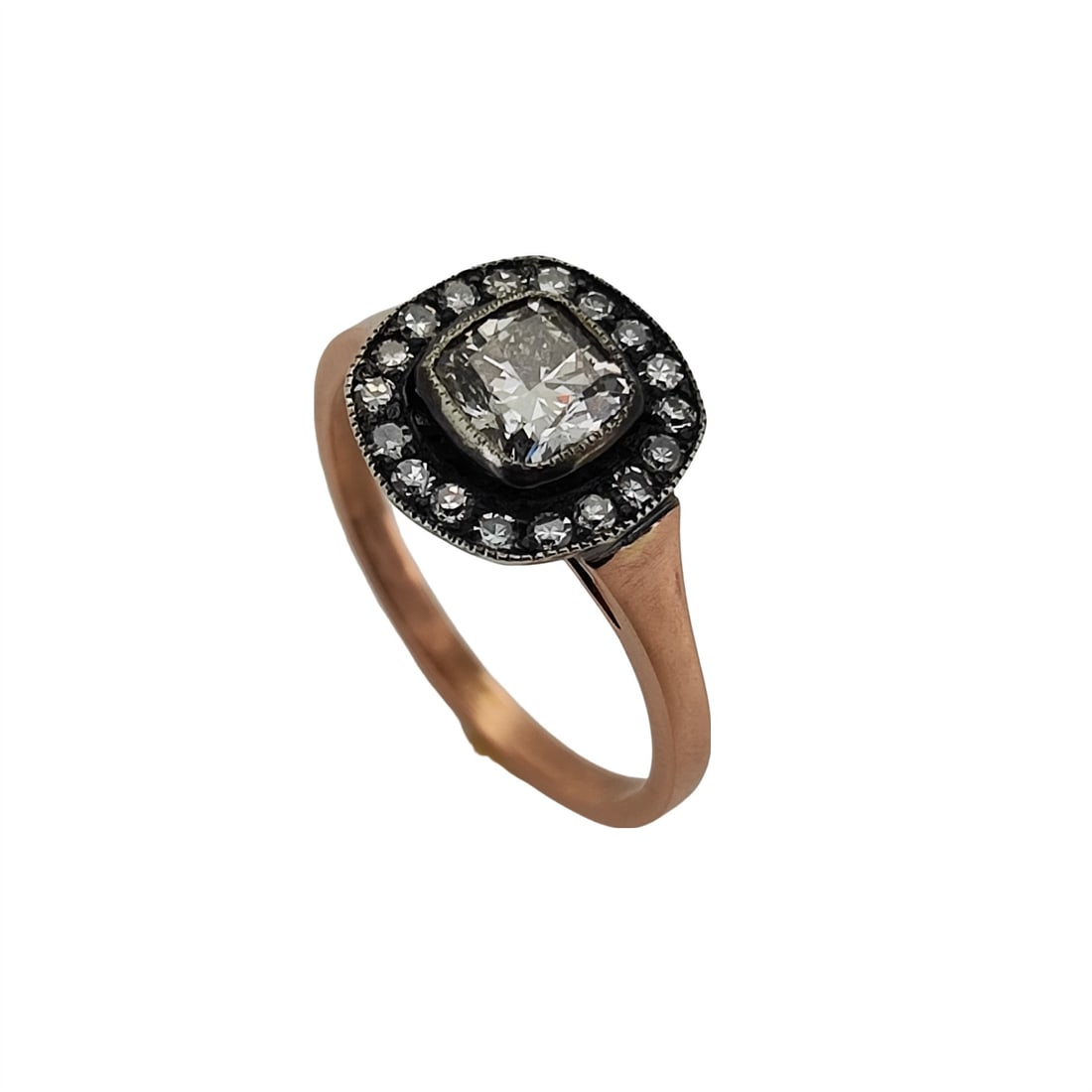 Russian 14K Rose Gold & Diamond Engagement Ring (1 of 5)