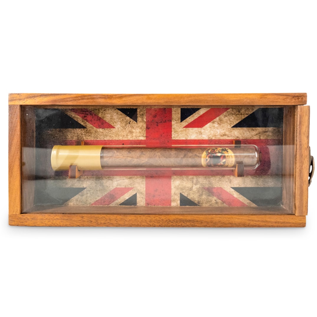 Winston Churchill 1953 Cigar: DESCRIPTION: A Winston Churchill 1953 cigar, hand rolled with original tobaccos from Winston Churchill's personal cigar. Limited production and numbered, displayed in wood case. CIRCA: 1953 DIMENSIONS