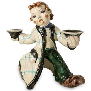 Walter Bosse (Vienna, 1904-1979) Figural Ceramic Candle Holder: DESCRIPTION: Walter Bosse (Vienna, 1904-1979) Figural ceramic candle holder with two terminals. CIRCA: Mid 20th Cent. ORIGIN: Germany DIMENSIONS: H: 9" x D: 9" - CONDITION: Great condition. See lot de