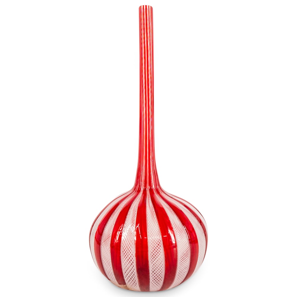 Murano Glass Ruby Red Lattice Vase (1 of 3)