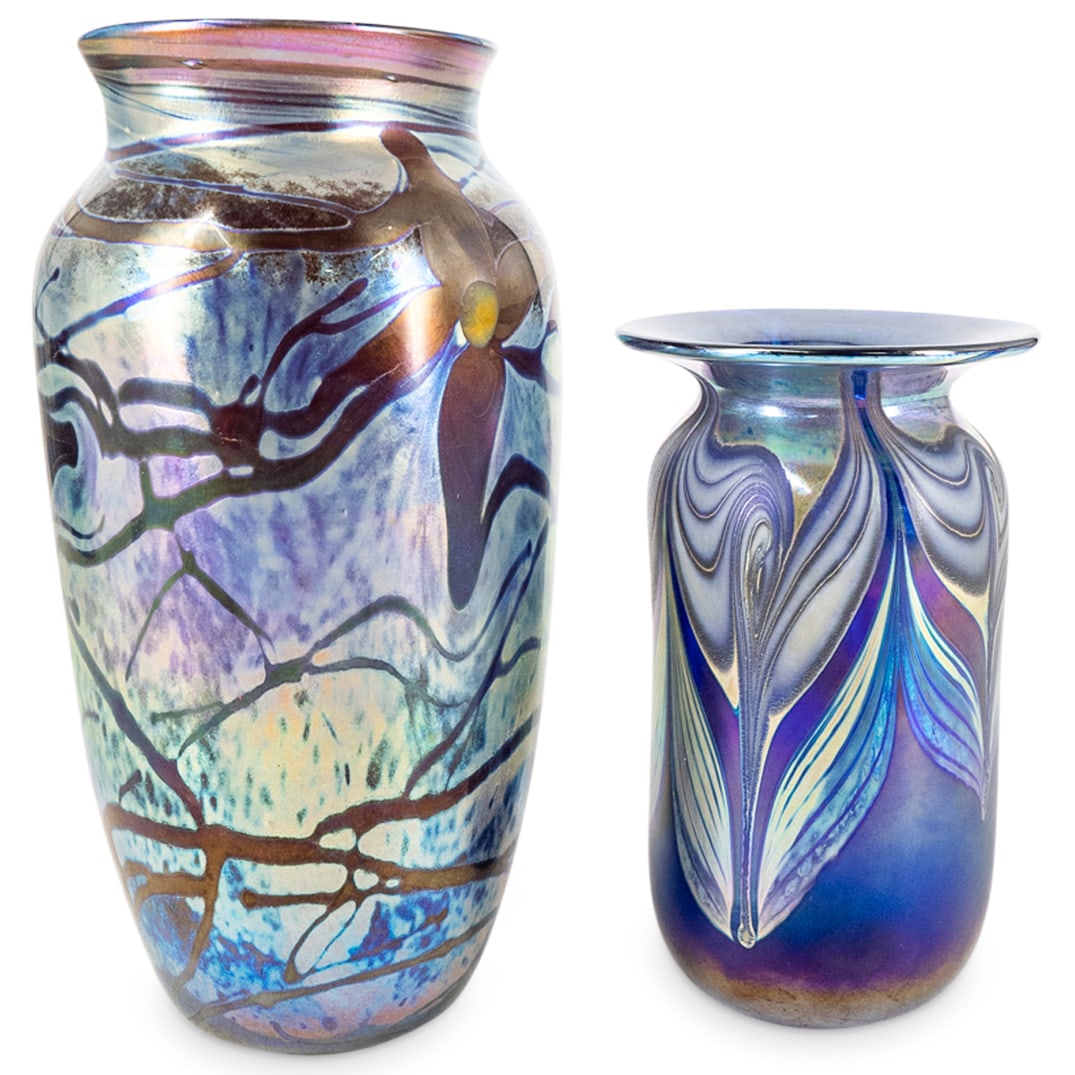 (2pc) Signed Art Glass Vases (1 of 6)
