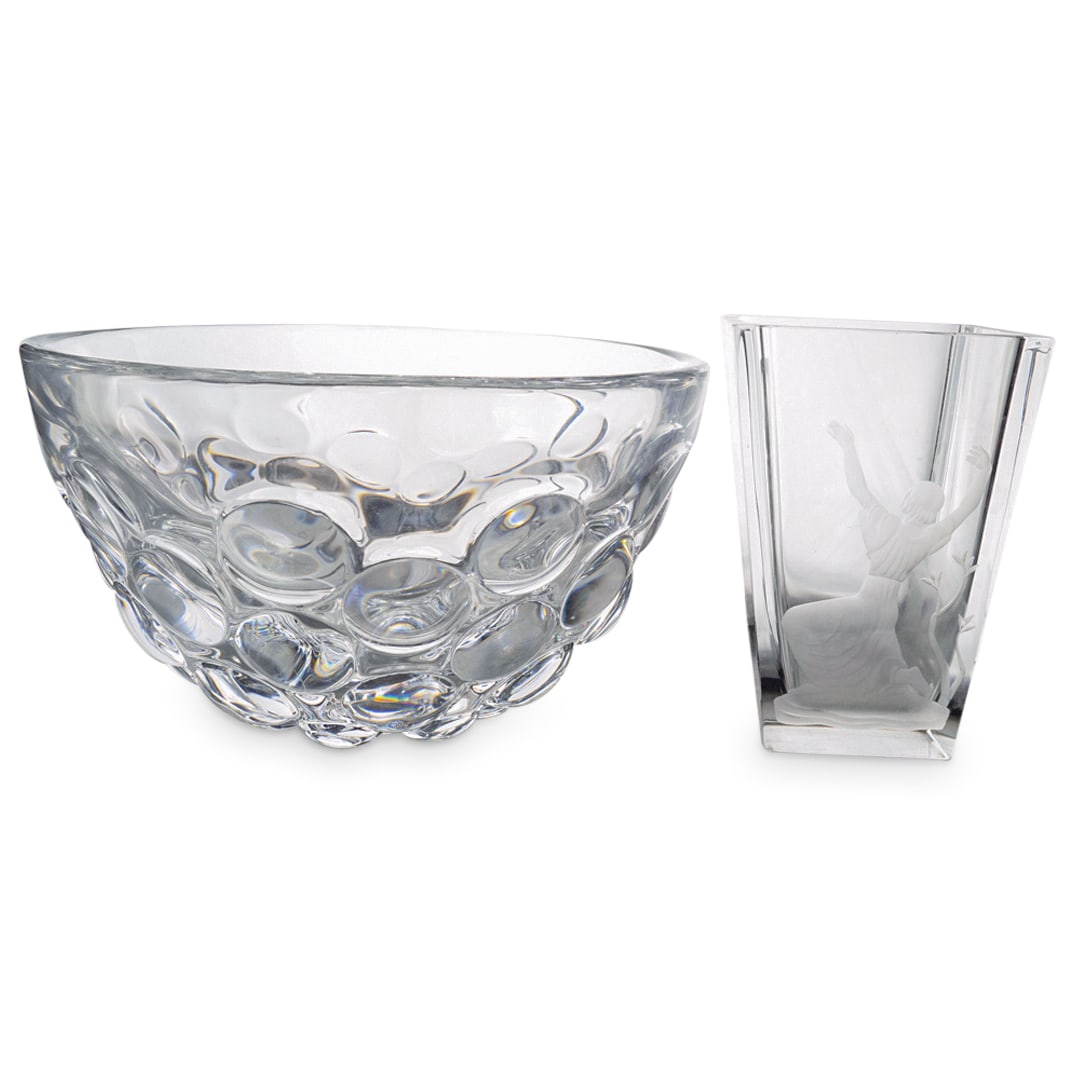 (2 Pc) Orrefors Crystal Vase & Bowl (1 of 8)