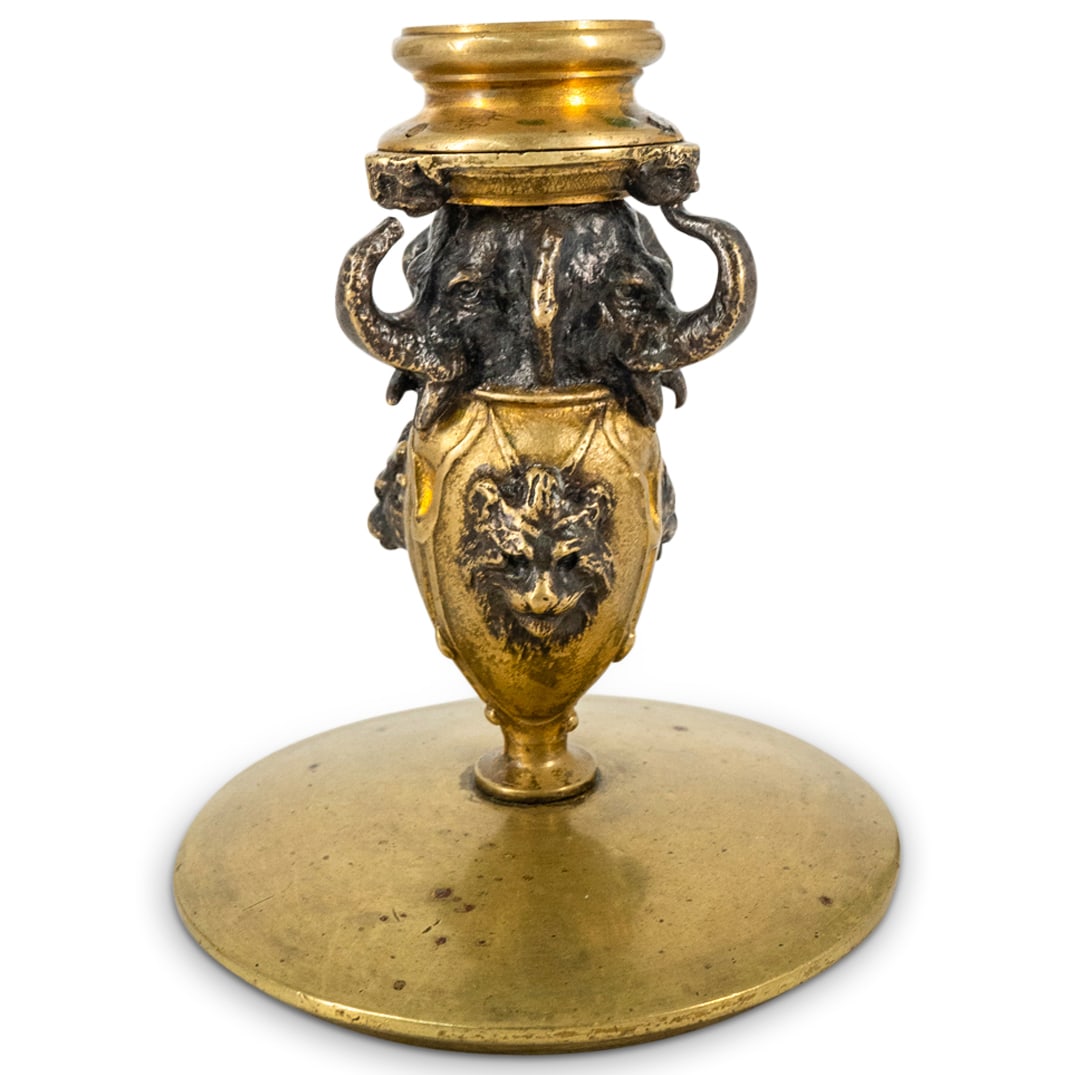 Antique Bronze Elephant Candle Holder (1 of 3)