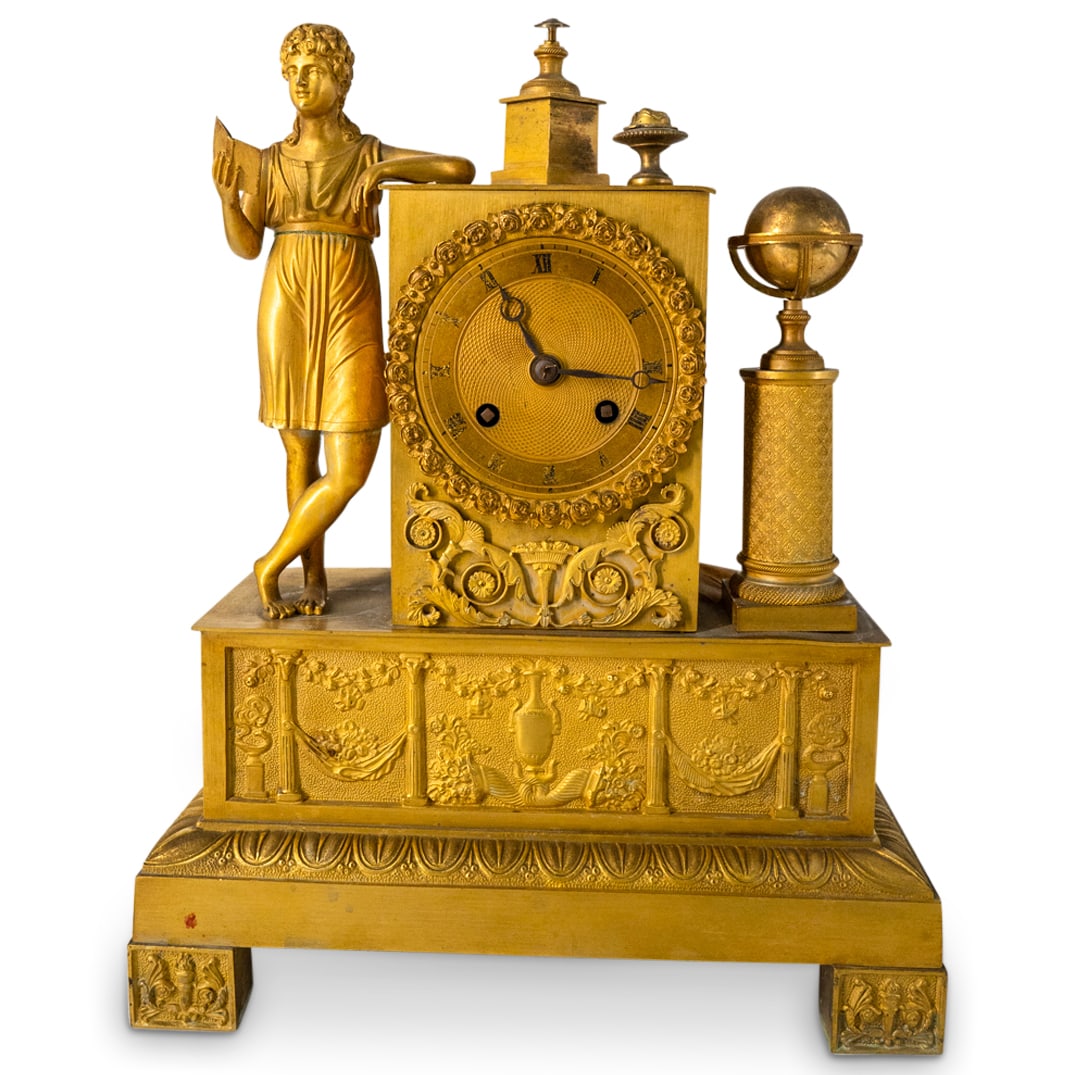 Antique French Empire Dore Bronze Figural Mantle Clock (1 of 4)