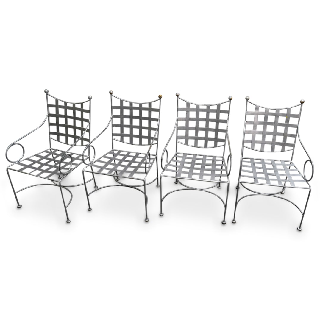 (4 Pc) Vintage Salterini Brass & Iron Garden Chairs (1 of 8)