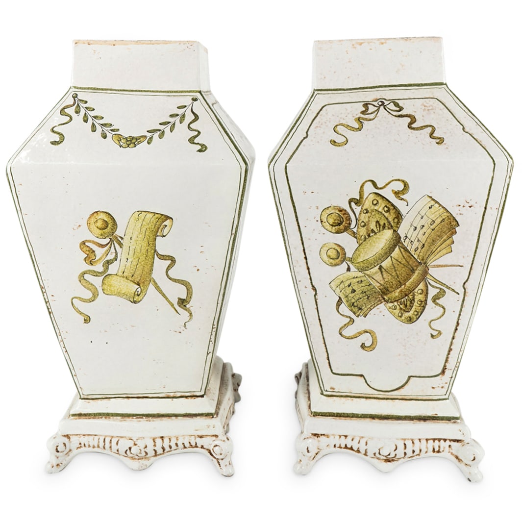 Pair of Vintage Italian Majolica Vases (1 of 6)