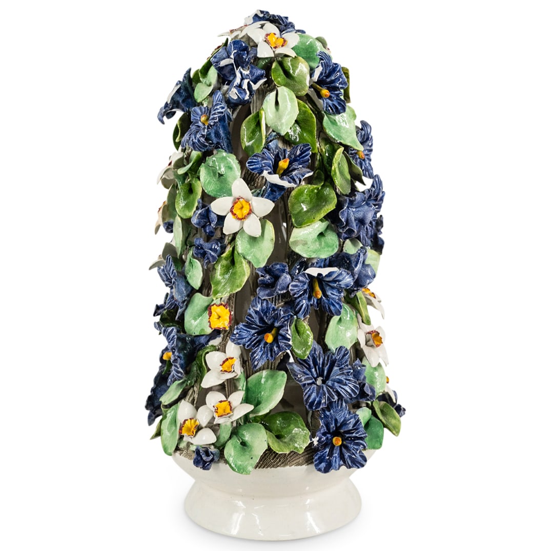 Large Italian Majolica Floral Topiary (1 of 5)