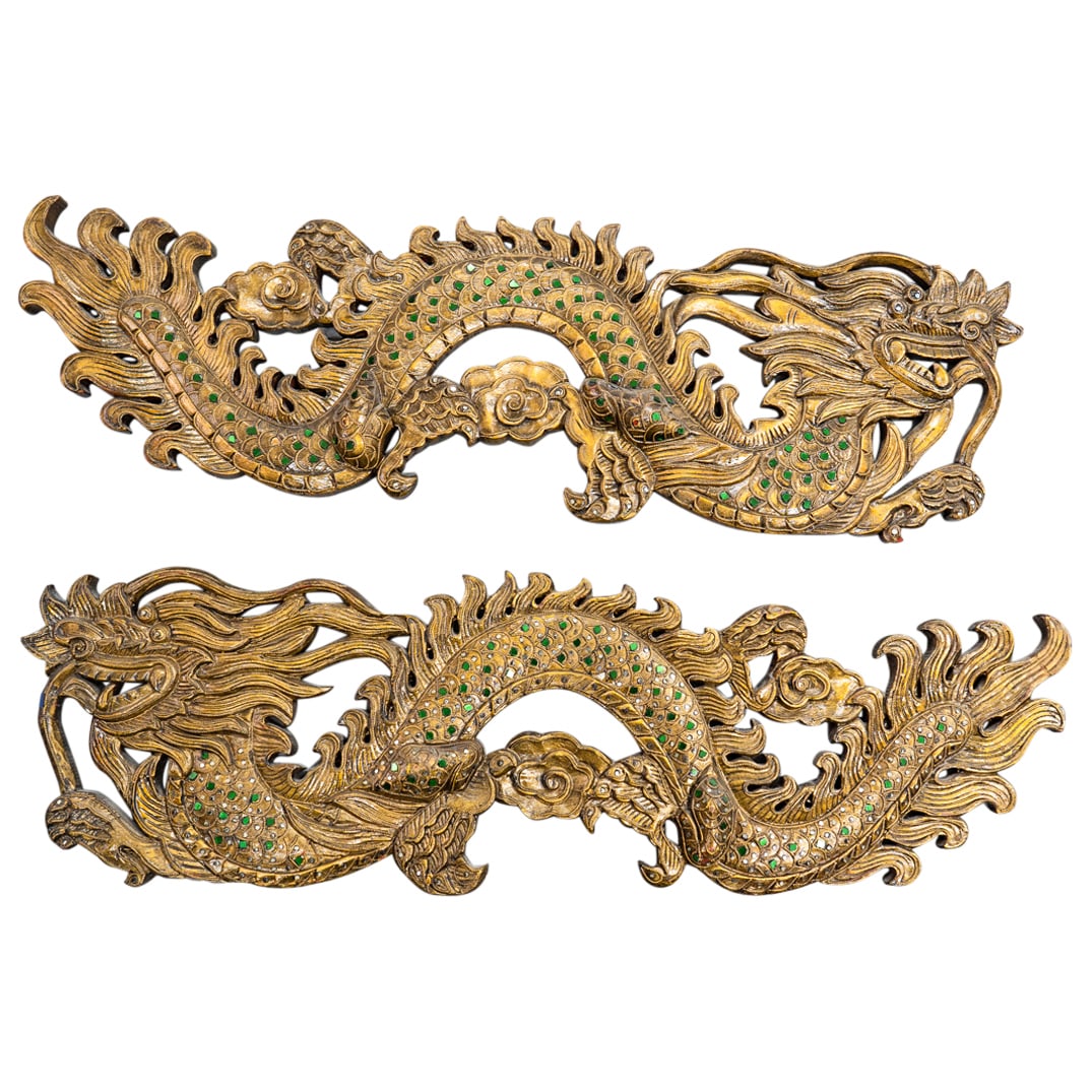 Pair Southeast Asian Dragon Wall Plaques (1 of 6)