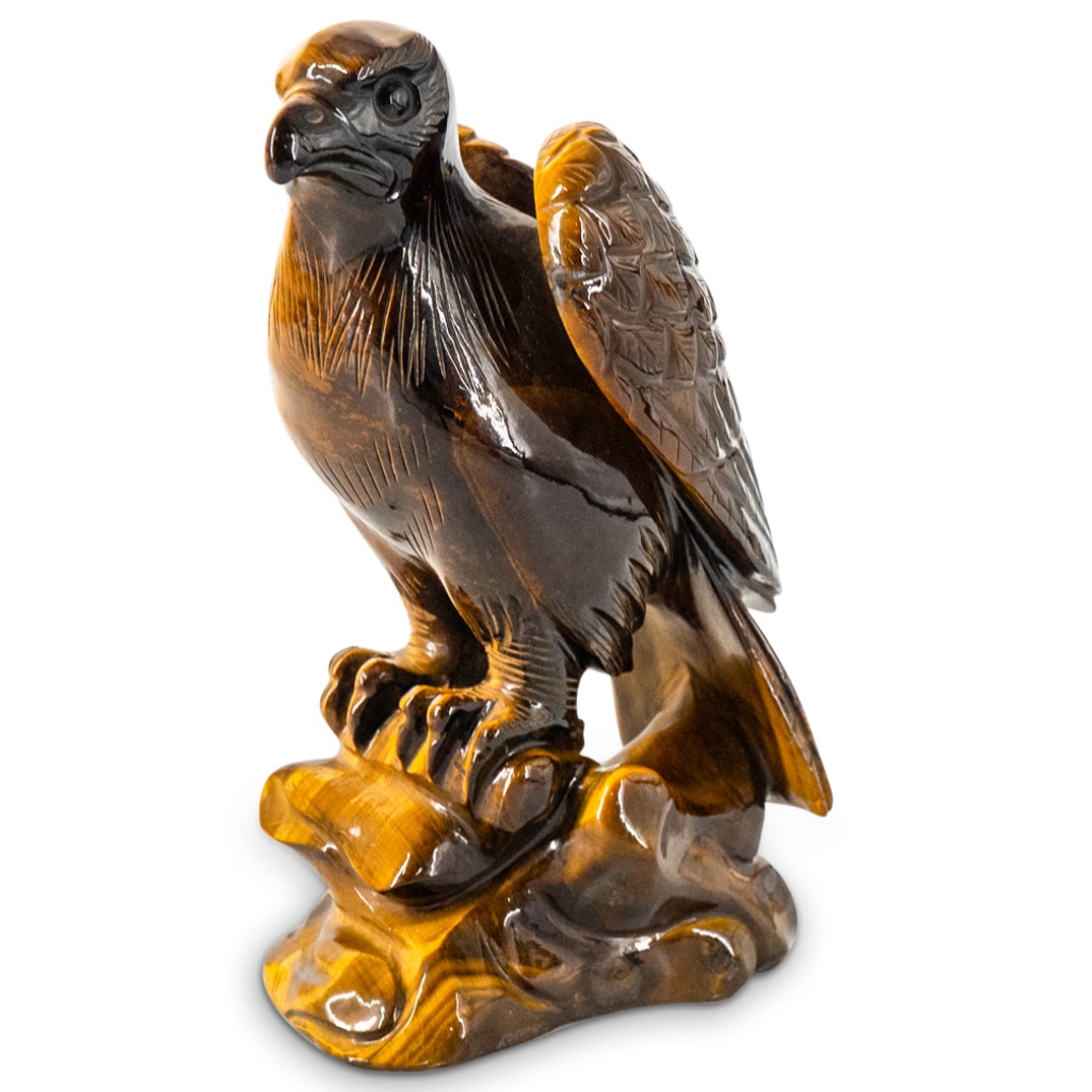 Japanese Carved Tiger's Eye Bird Of Prey Sculpture (1 of 6)