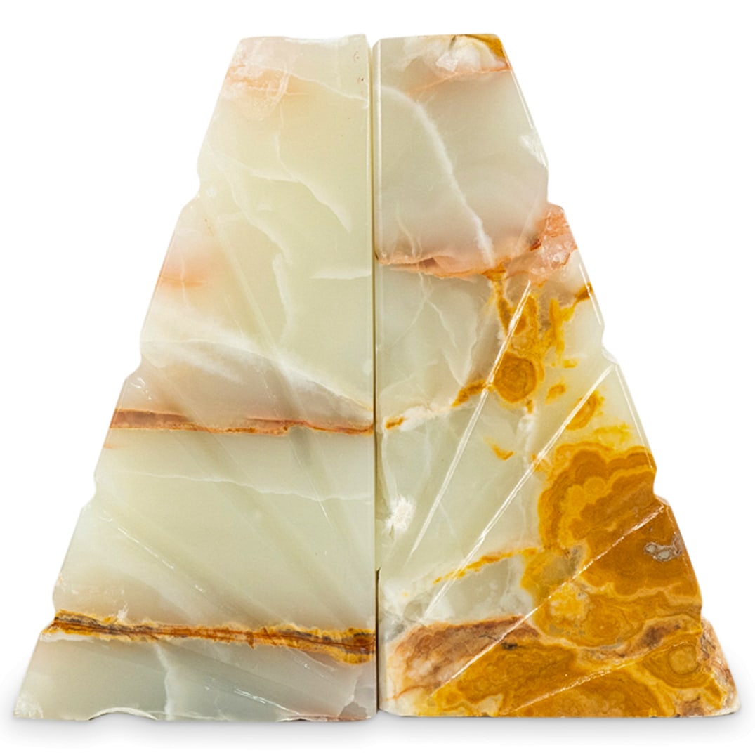 (2 Pc) Mid-Century Modern Pyramidal Onyx Bookends (1 of 4)