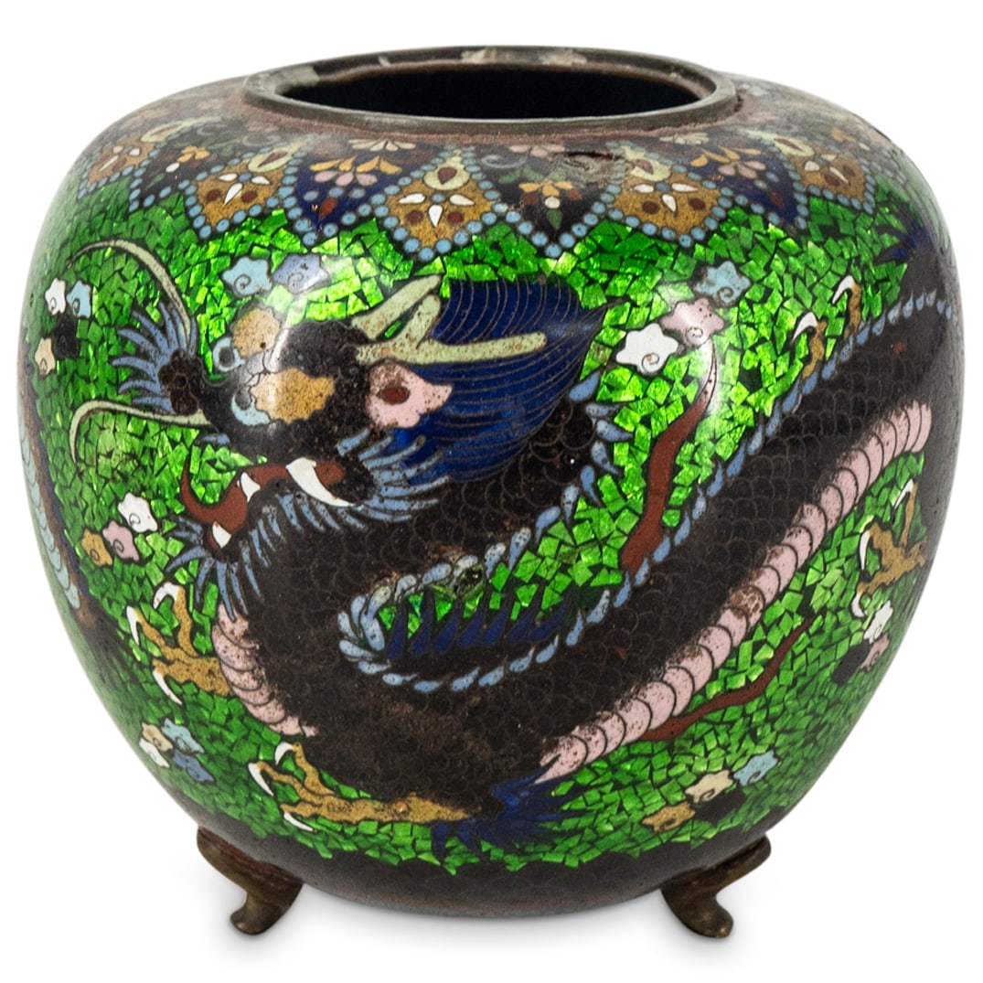 Late 19th Cent. Japanese Cloisonne Meiji Period Footed Ginger Jar (1 of 5)