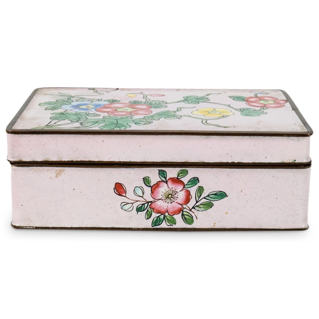 Chinese Enamel Copper Hinged Treasure Box (1 of 4)
