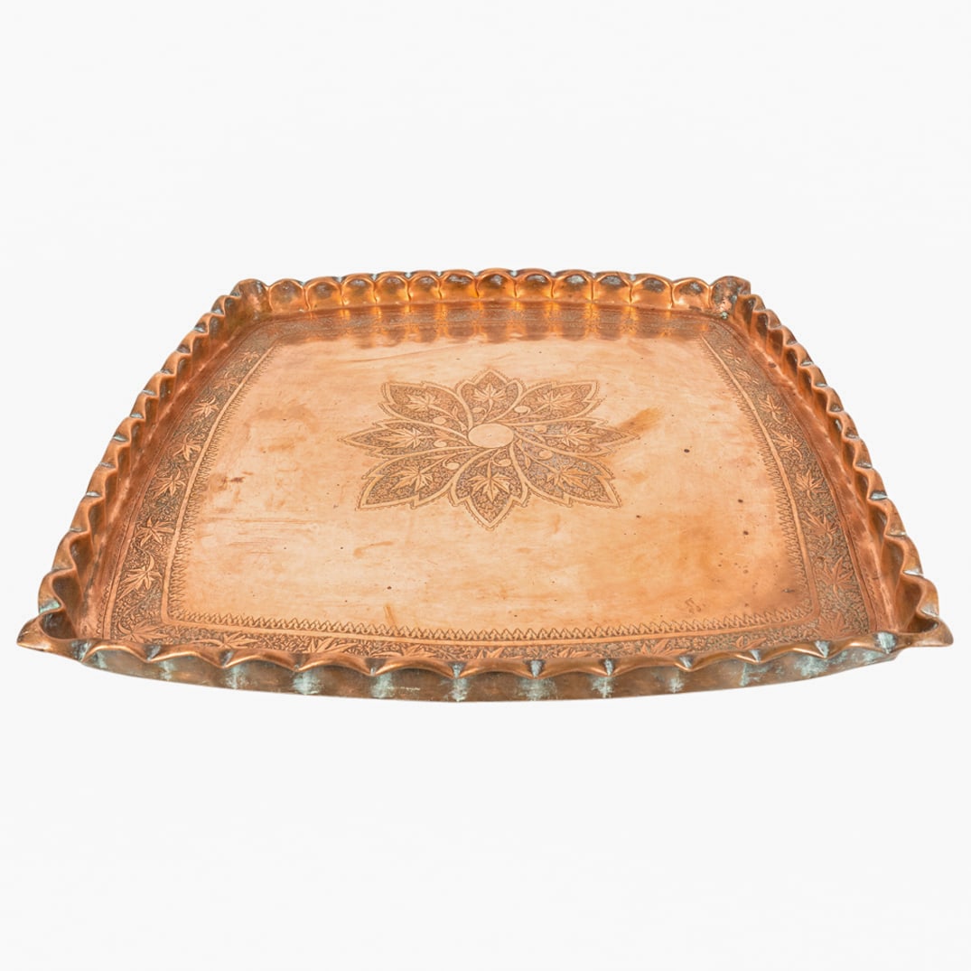 Large Antique Moroccan Etched Copper Tray (1 of 6)