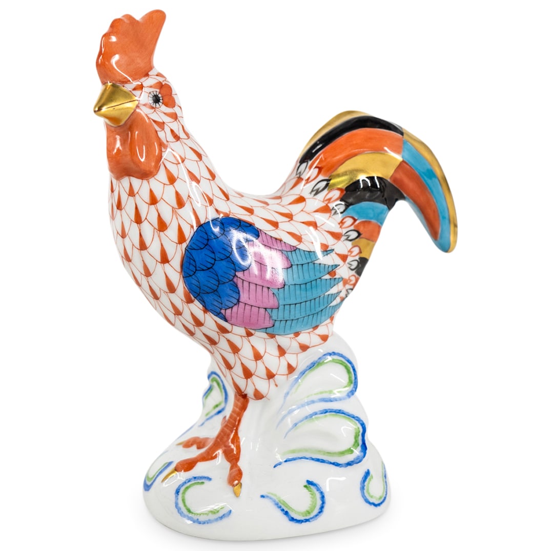 Herend Porcelain "Rooster" Rust Fishnet Figurine (1 of 5)