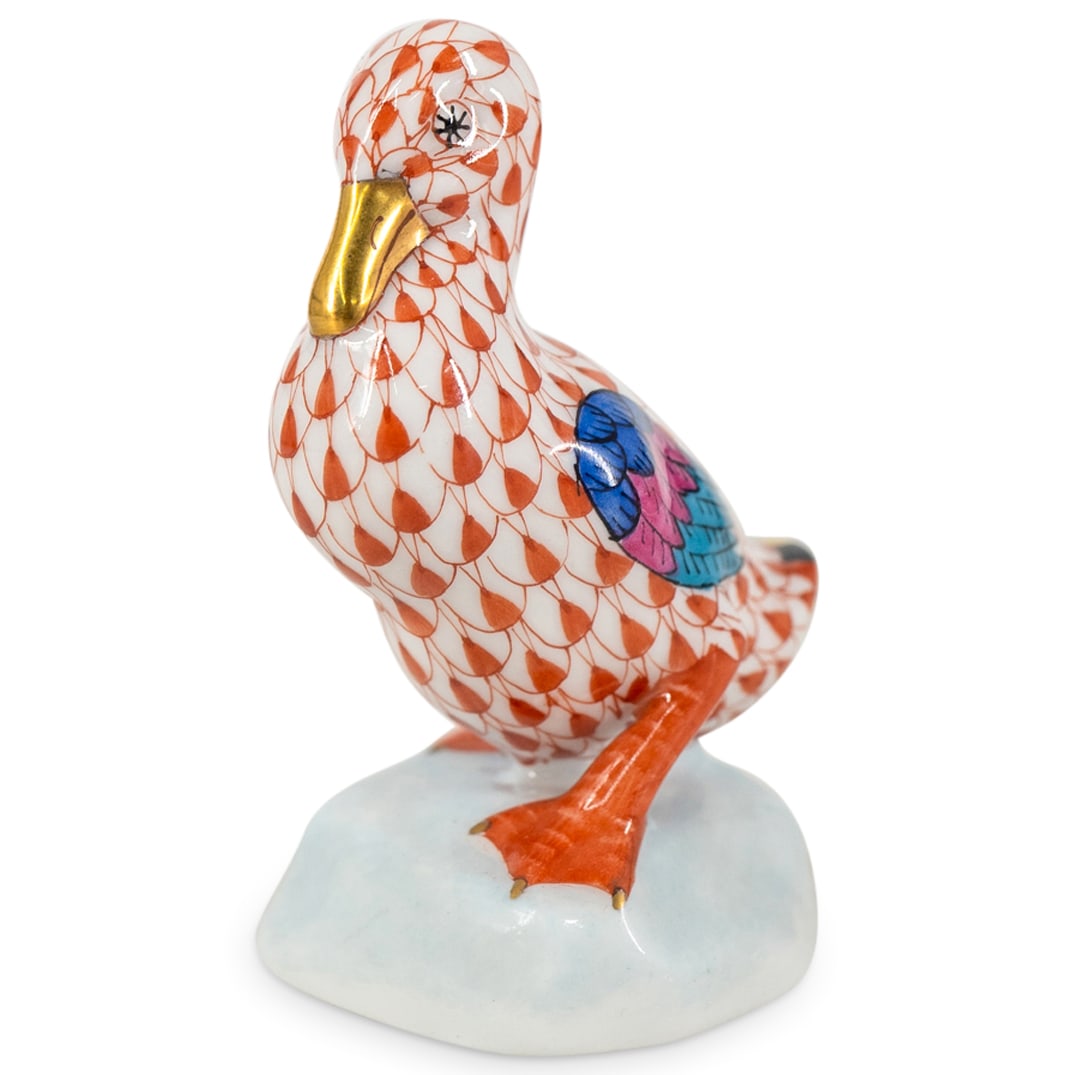 Herend Porcelain "Miniature Duck" Fishnet Figurine (1 of 3)