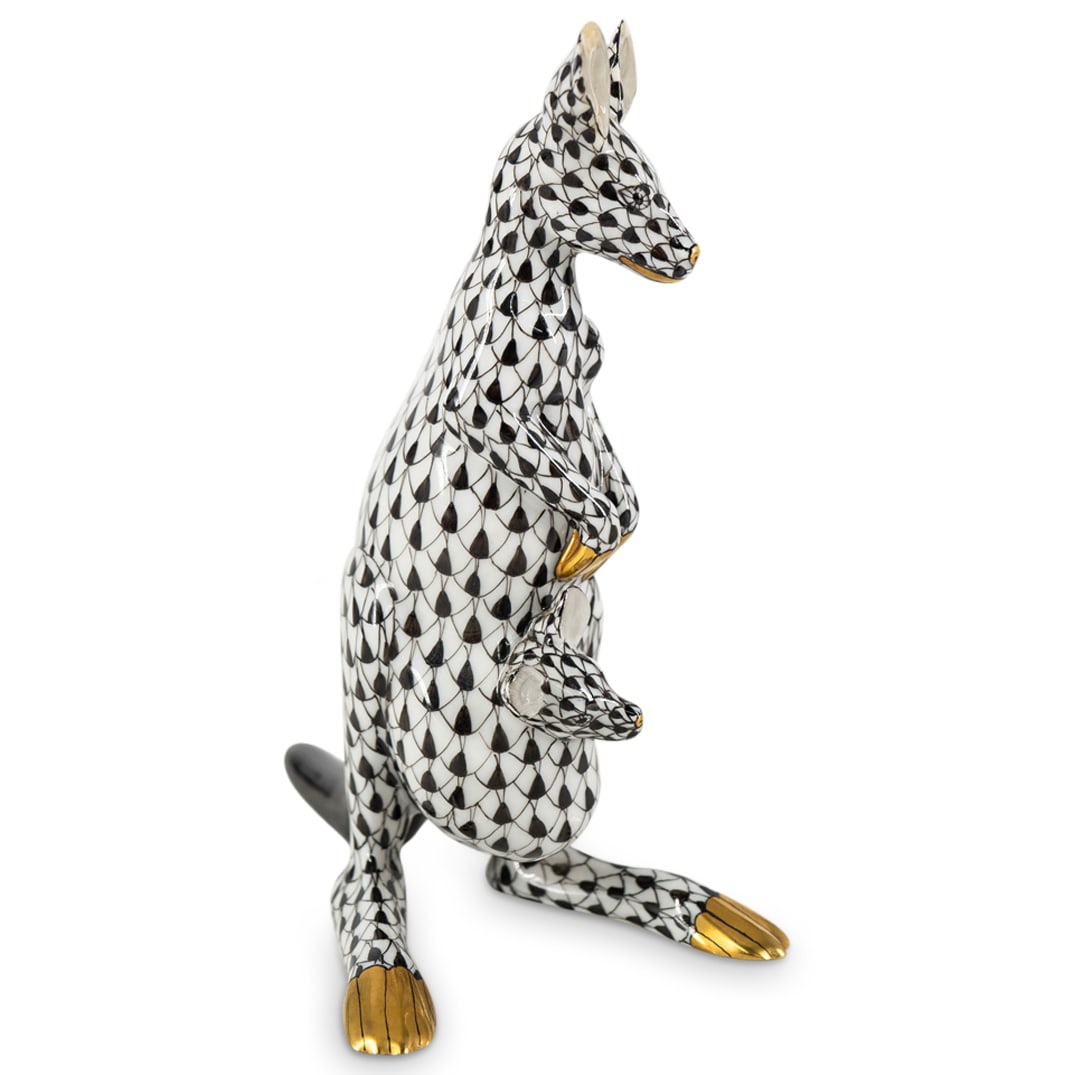 Herend Porcelain "Kangaroo W/ Baby" Fishnet Figurine (1 of 5)