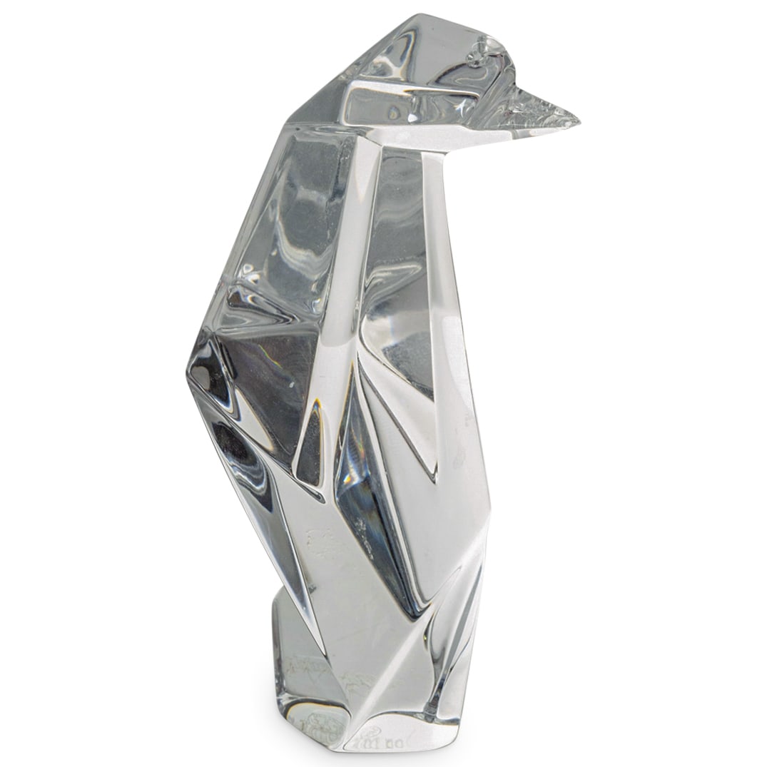 Baccarat Crystal "Origami Penguin" Figurine: DESCRIPTION: Baccarat crystal "Origami Penguin" sculpture figurine depicting a penguin. Marked with Baccarat stamp hallmark on the underside. CIRCA: 20th Century ORIGIN: France DIMENSIONS: H: 4 1/2" C