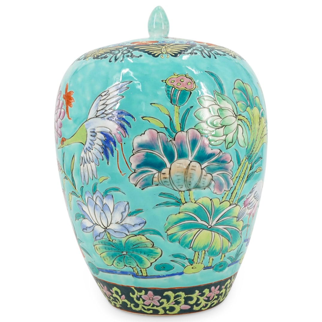 Vintage Chinese Lidded Light Blue Glazed Ginger Jar (1 of 11)