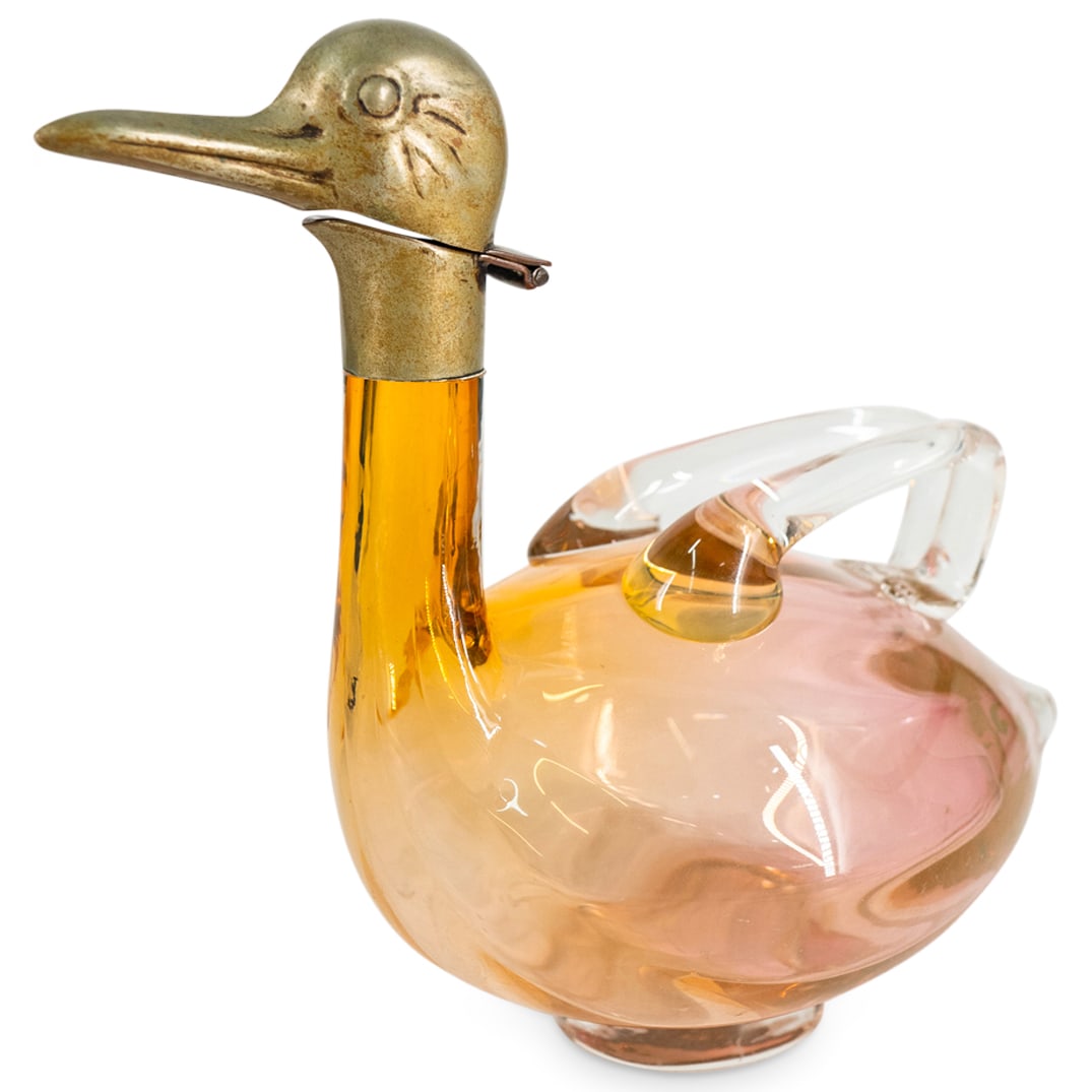 Czechoslovakian Glass & Silverplate Bird Claret Jug (1 of 4)