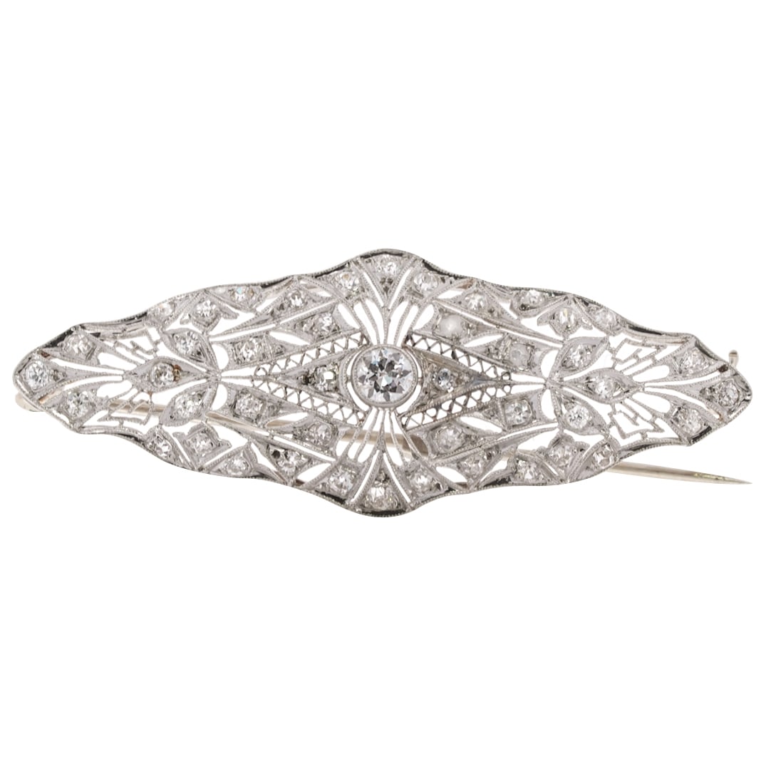 Art Deco Platinum and Diamond Brooch (1 of 2)