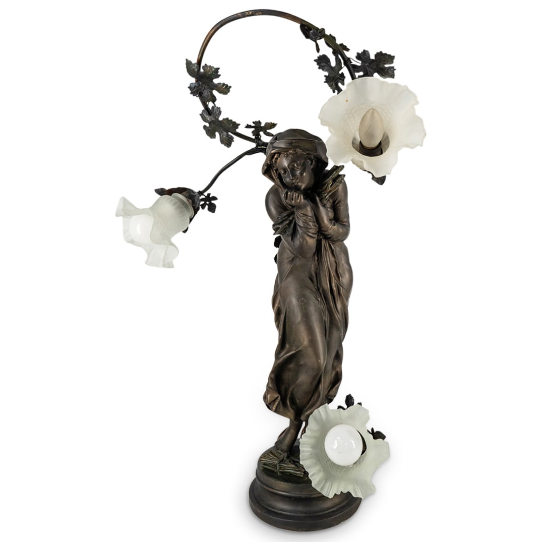 Art Nouveau Style Spelter Lamp (1 of 8)