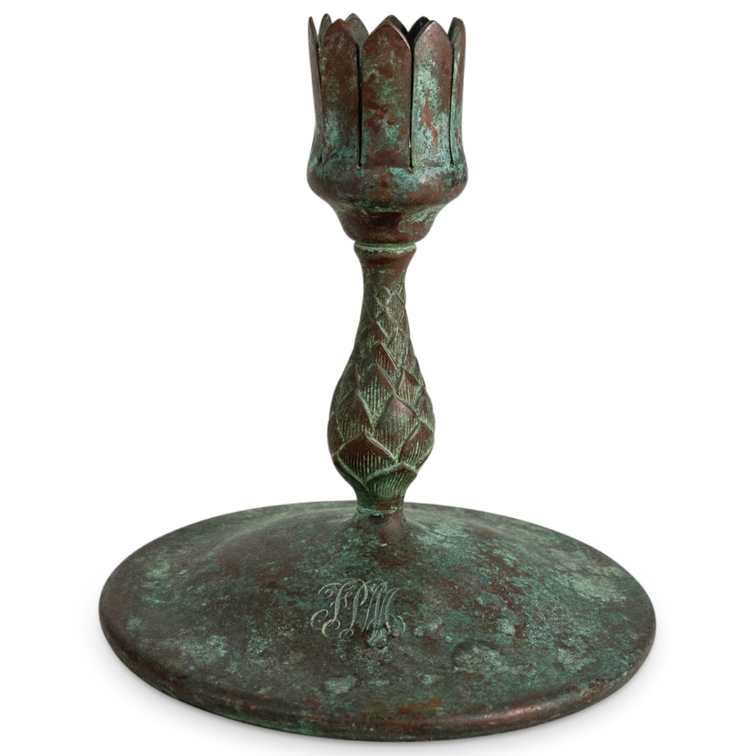 Art Nouveau Tiffany Studios Bronze Candlestick (1 of 4)