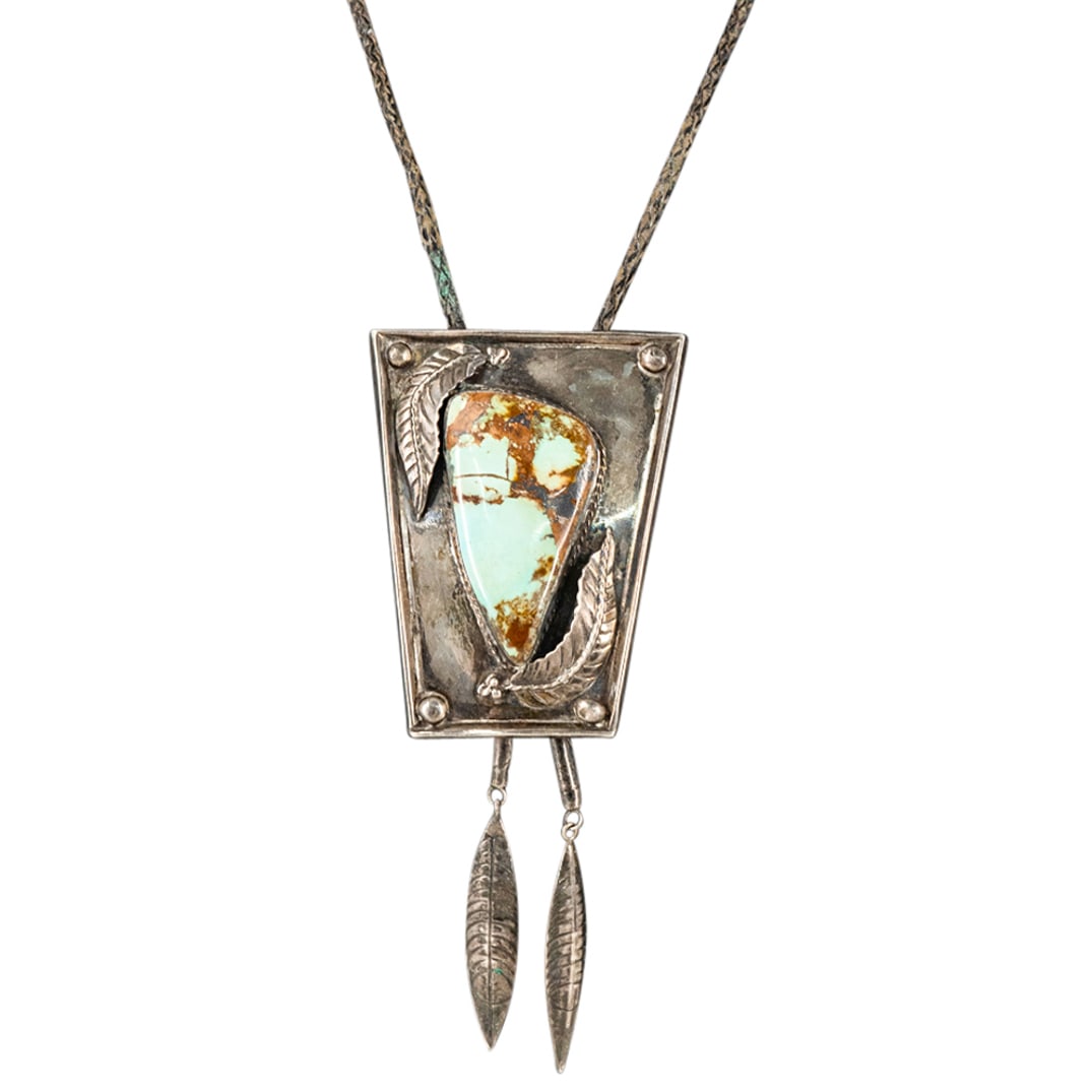 Navajo Style Turquoise & Sterling Silver Bolo Tie (1 of 3)