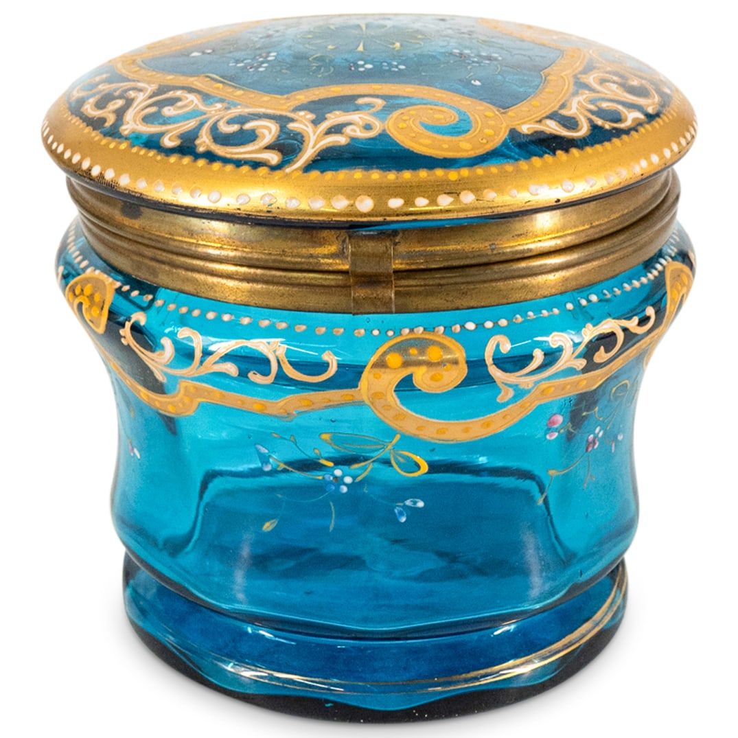 Antique Moser Gilt & Enameled Glass Dresser Box (1 of 3)