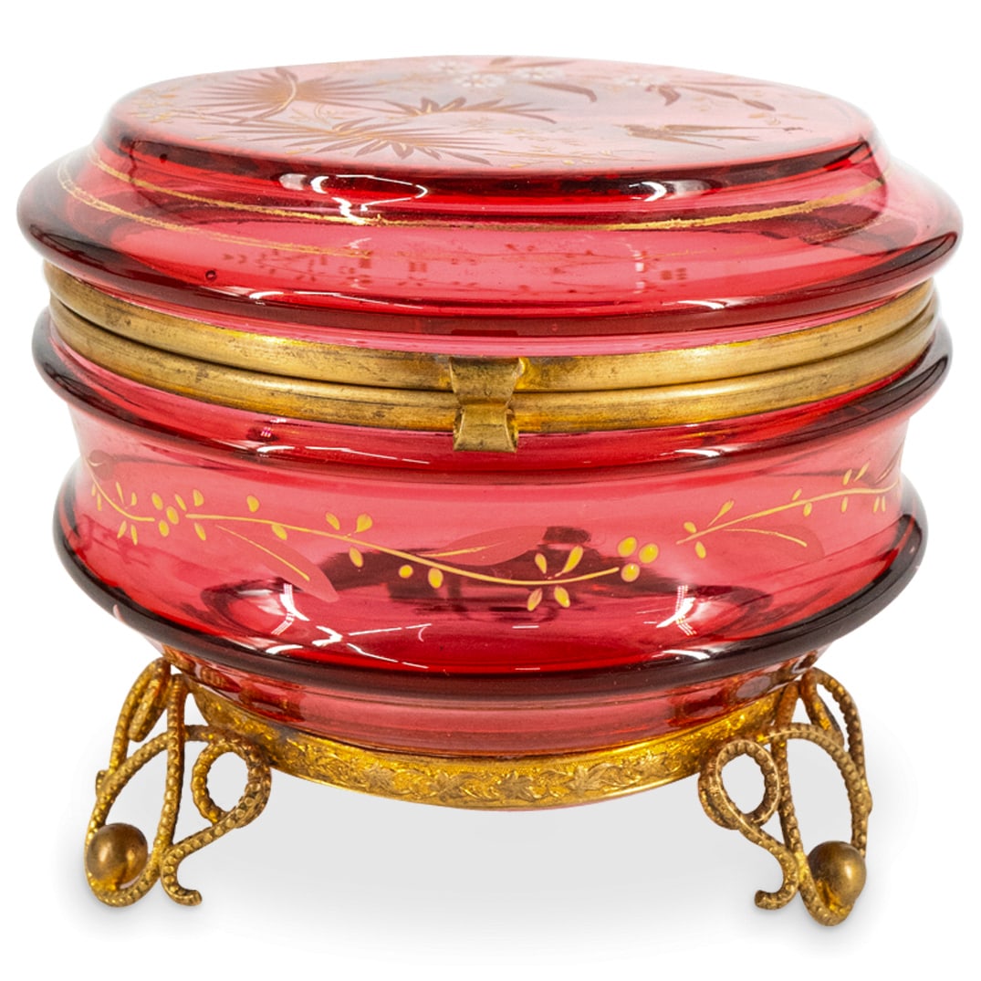 Antique Moser Enameled Glass & Gilt Mixed Metal Box (1 of 7)