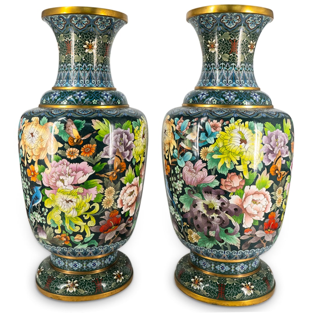 Pair Large Chinese Cloisonne Vases (1 of 6)